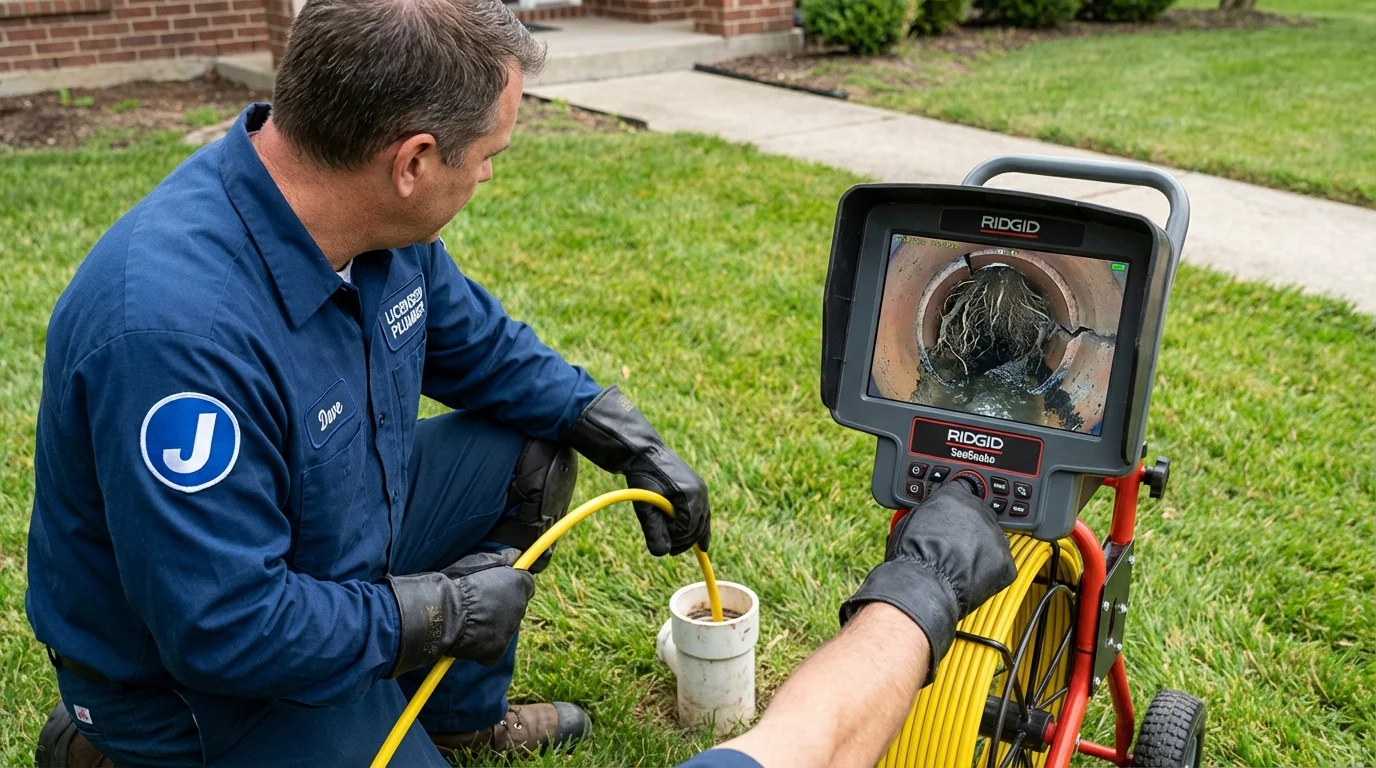 Sewer camera inspection being performed by Johns Plumbing LLC in White Hall